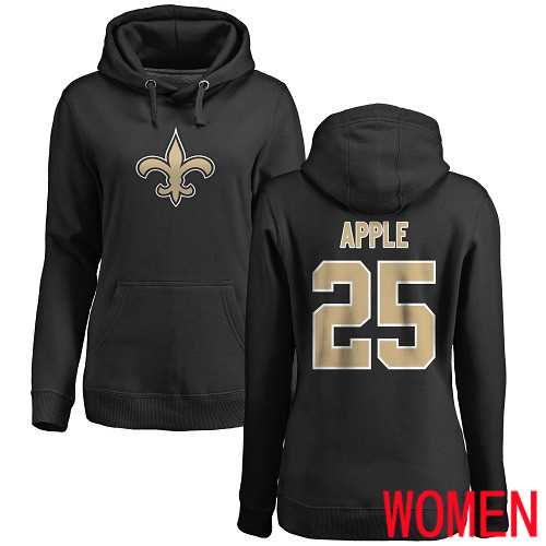 New Orleans Saints Black Women Eli Apple Name and Number Logo NFL Football #25 Pullover Hoodie Sweatshirts